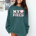 My Heart Is On That Court Baseball Mom Comfort Colors Sweatshirt Chalky Mint