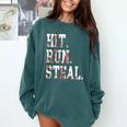 Hit Run Steal Baseball Mom For Women Baseball Comfort Colors Sweatshirt Chalky Mint Hit Run Steal Baseball Mom For Women Baseball Comfort Colors Sweatshirt Chalky Mint