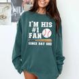 I'm His 1 Fan Since Day One Baseball Mom Comfort Colors Sweatshirt Chalky Mint
