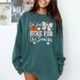 I'm Just Here For The Snacks Baseball Coquette Game Day Girl Comfort Colors Sweatshirt Chalky Mint I'm Just Here For The Snacks Baseball Coquette Game Day Girl Comfort Colors Sweatshirt Chalky Mint