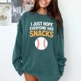 I Just Hope Everyone Has Snacks Baseball Game Day Fan Comfort Colors Sweatshirt Chalky Mint I Just Hope Everyone Has Snacks Baseball Game Day Fan Comfort Colors Sweatshirt Chalky Mint