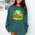 Kids St Patricks Day Shamrock Basketball Baseball Football Comfort Colors Sweatshirt Chalky Mint