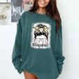 Leopard Messy Bun Mom Mother's Day Baseball Mommy Comfort Colors Sweatshirt Chalky Mint Leopard Messy Bun Mom Mother's Day Baseball Mommy Comfort Colors Sweatshirt Chalky Mint