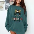 Loud And Proud Baseball Mom Messy Bun Leopard Baseball Mom Comfort Colors Sweatshirt Chalky Mint