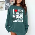 I Love Heart Hot Baseball Moms And Cold Beer Raglan Baseball Tee Comfort Colors Sweatshirt Chalky Mint