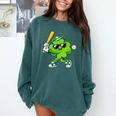 Lucky Shamrock Playing Baseball St Patrick's Kids Boys Comfort Colors Sweatshirt Chalky Mint Lucky Shamrock Playing Baseball St Patrick's Kids Boys Comfort Colors Sweatshirt Chalky Mint
