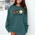 Peace Love Baseball Mom Leopard Print Cheetah Pattern Comfort Colors Sweatshirt Chalky Mint