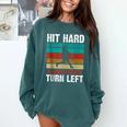 Retro Hit Hard Run Fast Turn Left Baseball Lover Comfort Colors Sweatshirt Chalky Mint