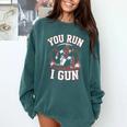 You Run I Gun Baseball Catcher Softball Player Comfort Colors Sweatshirt Chalky Mint