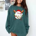 Santa Sports For Men Boys Christmas Baseball Player Comfort Colors Sweatshirt Chalky Mint