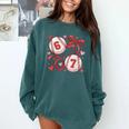 Six Seven Baseball Lover Sports Red Heart Bow Valentine Girl Comfort Colors Sweatshirt Chalky Mint