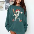 Skeleton Batting Baseball Halloween Boys Men Kids Comfort Colors Sweatshirt Chalky Mint