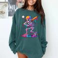 Skelton Playing Baseball Halloween Baseball Drip Boys Kids Comfort Colors Sweatshirt Chalky Mint Skelton Playing Baseball Halloween Baseball Drip Boys Kids Comfort Colors Sweatshirt Chalky Mint