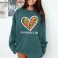 Softball Baseball Mom Valentine Leopard Heart Mother's Day Comfort Colors Sweatshirt Chalky Mint