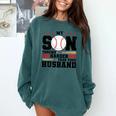 My Son Throws Harder Than Your Husband Baseball Mom Comfort Colors Sweatshirt Chalky Mint