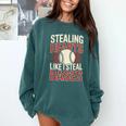 Stealing Hearts Like I Steal Bases Baseball Valentine Retro Comfort Colors Sweatshirt Chalky Mint
