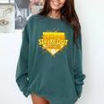 Strike Out Childhood Cancer Boys Baseball Drip Gold Ribbon Comfort Colors Sweatshirt Chalky Mint