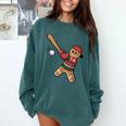 Ugly Christmas Sweater Gingerbread Baseball Toddler Kids Comfort Colors Sweatshirt Chalky Mint