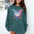 Valentines Baseball Heart Dripping Ice Cream Gen Z Alpha Comfort Colors Sweatshirt Chalky Mint