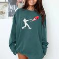 Valentines Day Baseball Batter Silhouette Heart Comfort Colors Sweatshirt Chalky Mint