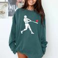 Valentines US Baseball Player Silhouette Heart Comfort Colors Sweatshirt Chalky Mint