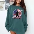 Women's Batter Patriotic American Flag Baseball Silks Comfort Colors Sweatshirt Chalky Mint Women's Batter Patriotic American Flag Baseball Silks Comfort Colors Sweatshirt Chalky Mint