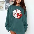 Womens Custom Baseball Mom Number 94 Heart For Mom Mommy Comfort Colors Sweatshirt Chalky Mint