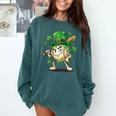 Women's St Patricks Day Baseball Leprechaun Shamrock Player Boys Kid Comfort Colors Sweatshirt Chalky Mint