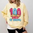 100 Days Of School Baseball Drip 100th Day Of School Comfort Colors Sweatshirt Blue Spruce