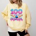 100 Days Of School Baseball Dripping Ice Cream 100th Day Comfort Colors Sweatshirt Blue Spruce