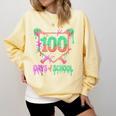 100 Days Of School Baseball Ice Cream Drip 100th Day Player Comfort Colors Sweatshirt Blue Spruce