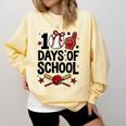 100 Days Of School Coquette Bow Baseball 100th Day Girl Kid Comfort Colors Sweatshirt Blue Spruce