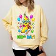 100th Day Of School Banana Baseball Drip For Kids Youth Girl Comfort Colors Sweatshirt Blue Spruce