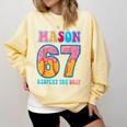 6 7 Mason Baseball Drip Number 67 Player Or 67th Birthday Comfort Colors Sweatshirt Blue Spruce