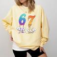 67 Meme Baseball Kids Girls Humor Number 6 7 Comfort Colors Sweatshirt Blue Spruce