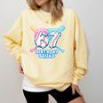 67th Birthday Squad Baseball Ice Cream Drip Birthday Squad Comfort Colors Sweatshirt Blue Spruce