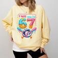 7th Birthday Boys I Was 6 Now I'm 7 Baseball Ice Cream Drip Comfort Colors Sweatshirt Blue Spruce