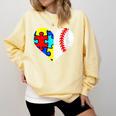 Autism Baseball Heart Autism Puzzle Baseball Mom Comfort Colors Sweatshirt Blue Spruce