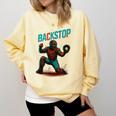 Backstop Catcher Baseball Graphic Comfort Colors Sweatshirt Blue Spruce
