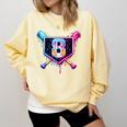 Baseball 8 Year Old Ice Cream Drip 8th Birthday Party Comfort Colors Sweatshirt Blue Spruce