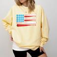 Baseball American Flag Patriotic USA Pride Comfort Colors Sweatshirt Blue Spruce
