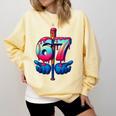 Baseball Bat Hands Drip 67 Six Seven Gen Alpha Slang Meme Comfort Colors Sweatshirt Blue Spruce
