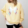 Baseball Bow Baseball Mom Women Baseball Mama Premium Comfort Colors Sweatshirt Blue Spruce