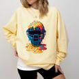 Baseball Catcher Mask Ice Cream Dripping Baseball Fan Boys Comfort Colors Sweatshirt Blue Spruce