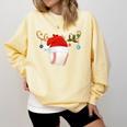Baseball Christmas Reindeer Santa Hat Sports Player Xmas Comfort Colors Sweatshirt Blue Spruce