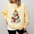 Baseball Christmas Tree Lights Santa Sport Player Lover Xmas Comfort Colors Sweatshirt Blue Spruce