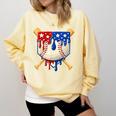 Baseball Drip American Flag Home Plate 4th Of July Patriotic Comfort Colors Sweatshirt Blue Spruce