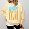 Baseball Drip Dripping Ice Cream Sport Player American Flag Comfort Colors Sweatshirt Blue Spruce