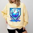 Baseball Drip Ice Cream Blue Glow Melt Ball Graphic Comfort Colors Sweatshirt Blue Spruce