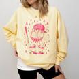 Baseball Drip Ice Cream Breast Cancer Awareness Boys & Girls Comfort Colors Sweatshirt Blue Spruce